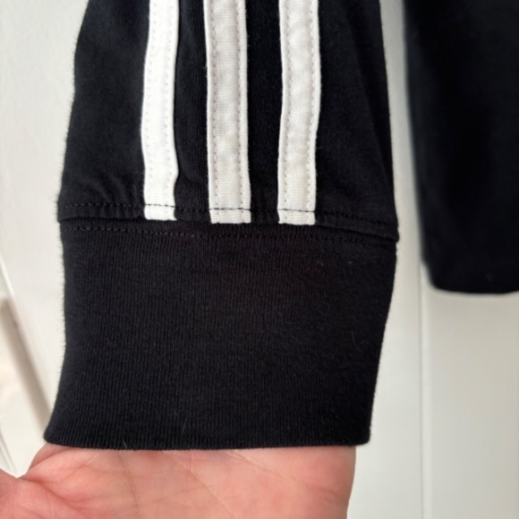 Adidas three stripes black pullover hoodie 100% Cotton size large - Picture 4 of 10